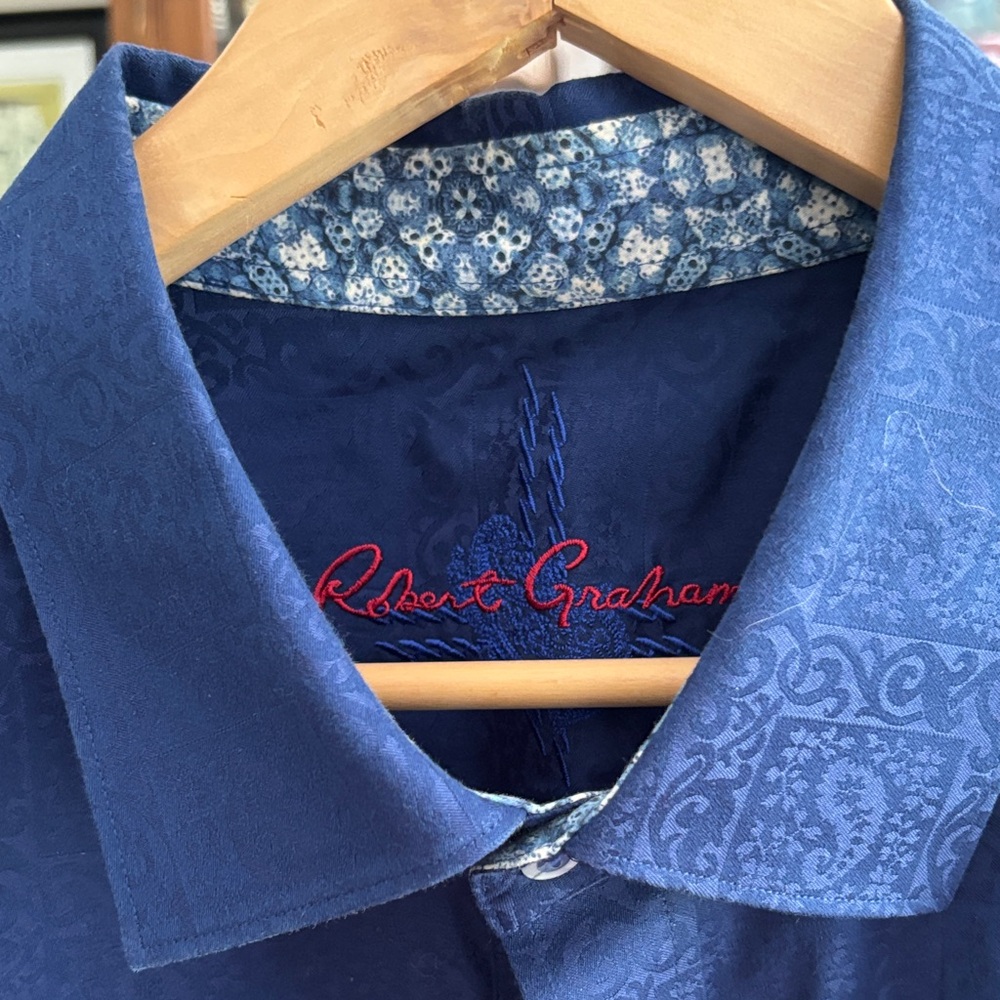 Robert Graham Navy Blue Patterned Men's Shirt